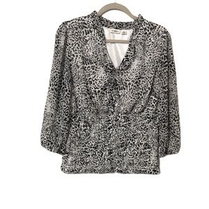 Cato Black and White Leopard Print Top